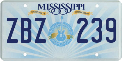 MS license plate ZBZ239