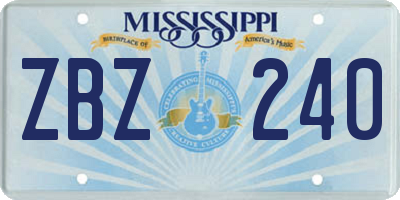 MS license plate ZBZ240