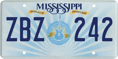 MS license plate ZBZ242