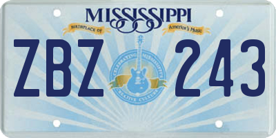 MS license plate ZBZ243