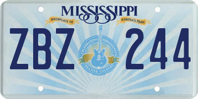 MS license plate ZBZ244