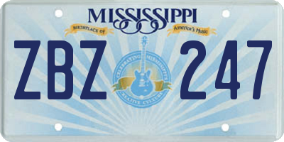 MS license plate ZBZ247
