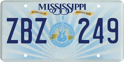 MS license plate ZBZ249