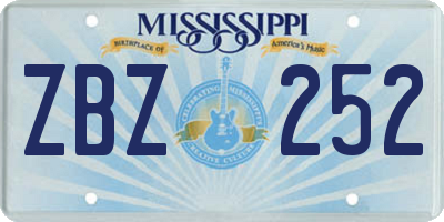 MS license plate ZBZ252