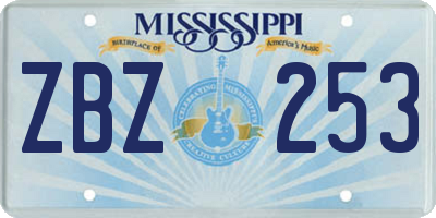 MS license plate ZBZ253