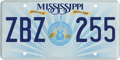 MS license plate ZBZ255