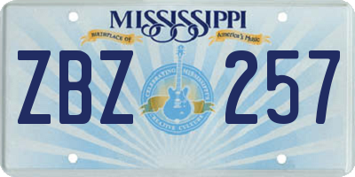 MS license plate ZBZ257