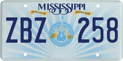 MS license plate ZBZ258