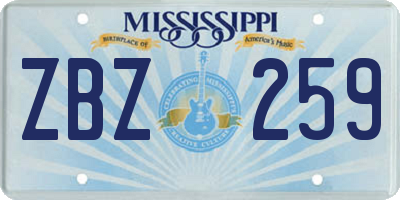 MS license plate ZBZ259