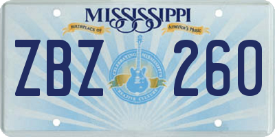 MS license plate ZBZ260