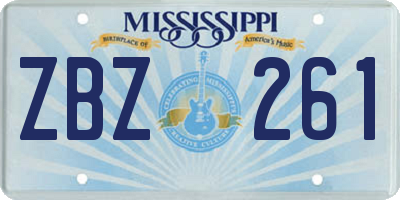 MS license plate ZBZ261
