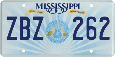 MS license plate ZBZ262
