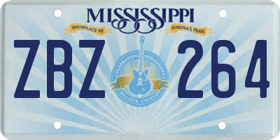 MS license plate ZBZ264