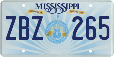 MS license plate ZBZ265