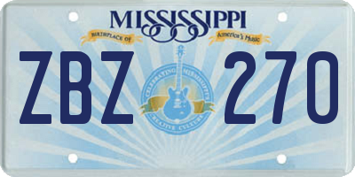 MS license plate ZBZ270