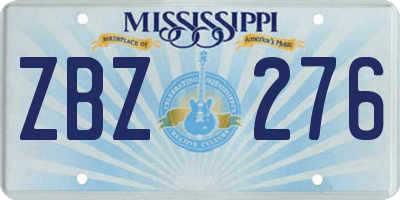 MS license plate ZBZ276