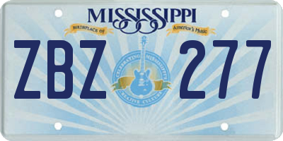 MS license plate ZBZ277