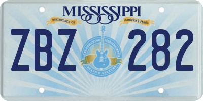 MS license plate ZBZ282