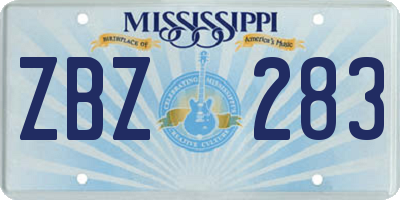 MS license plate ZBZ283