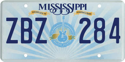 MS license plate ZBZ284