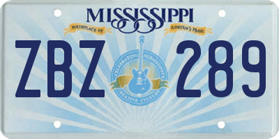 MS license plate ZBZ289