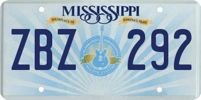 MS license plate ZBZ292