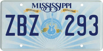 MS license plate ZBZ293
