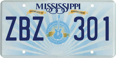 MS license plate ZBZ301