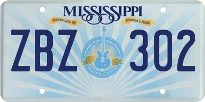 MS license plate ZBZ302