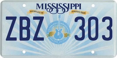MS license plate ZBZ303