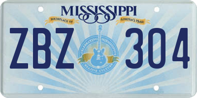 MS license plate ZBZ304