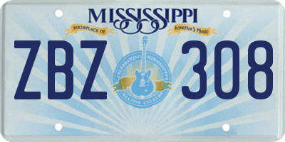 MS license plate ZBZ308