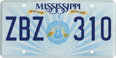 MS license plate ZBZ310