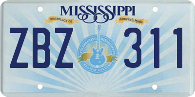 MS license plate ZBZ311