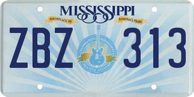MS license plate ZBZ313