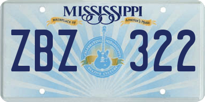 MS license plate ZBZ322