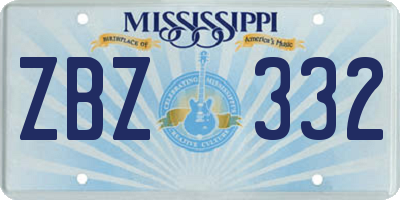 MS license plate ZBZ332