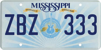 MS license plate ZBZ333