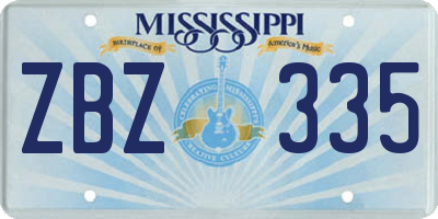 MS license plate ZBZ335