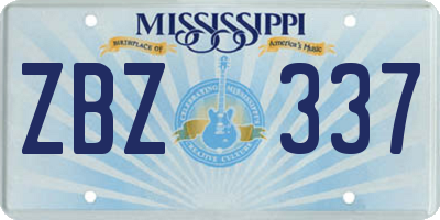 MS license plate ZBZ337