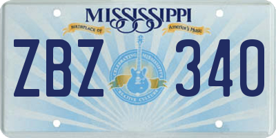 MS license plate ZBZ340