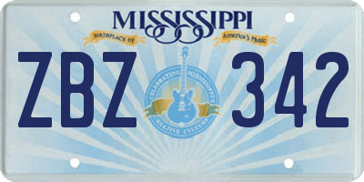 MS license plate ZBZ342