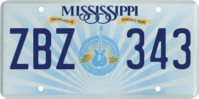 MS license plate ZBZ343