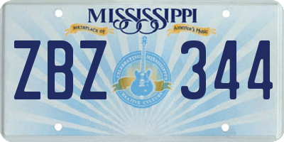 MS license plate ZBZ344