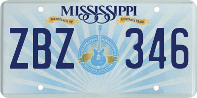 MS license plate ZBZ346