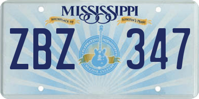 MS license plate ZBZ347