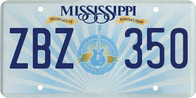 MS license plate ZBZ350