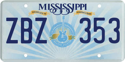 MS license plate ZBZ353