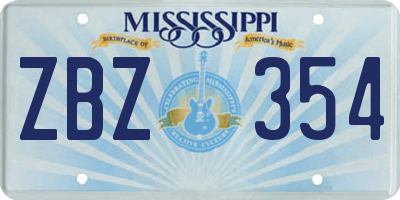 MS license plate ZBZ354