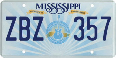 MS license plate ZBZ357